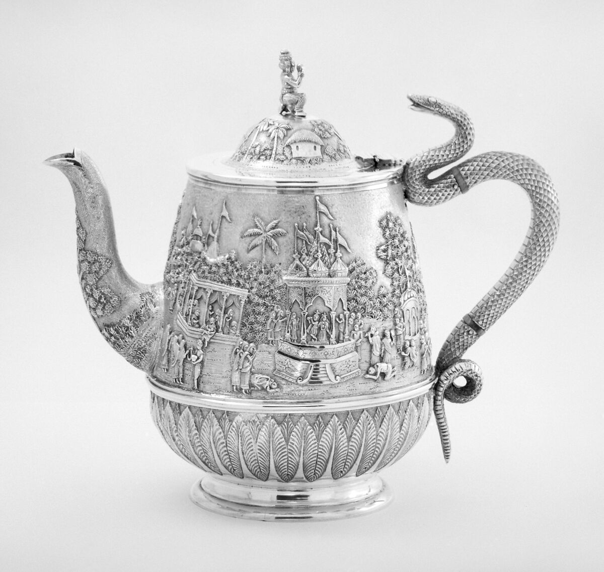 Teapot (part of a set), Silver, Anglo-Indian 