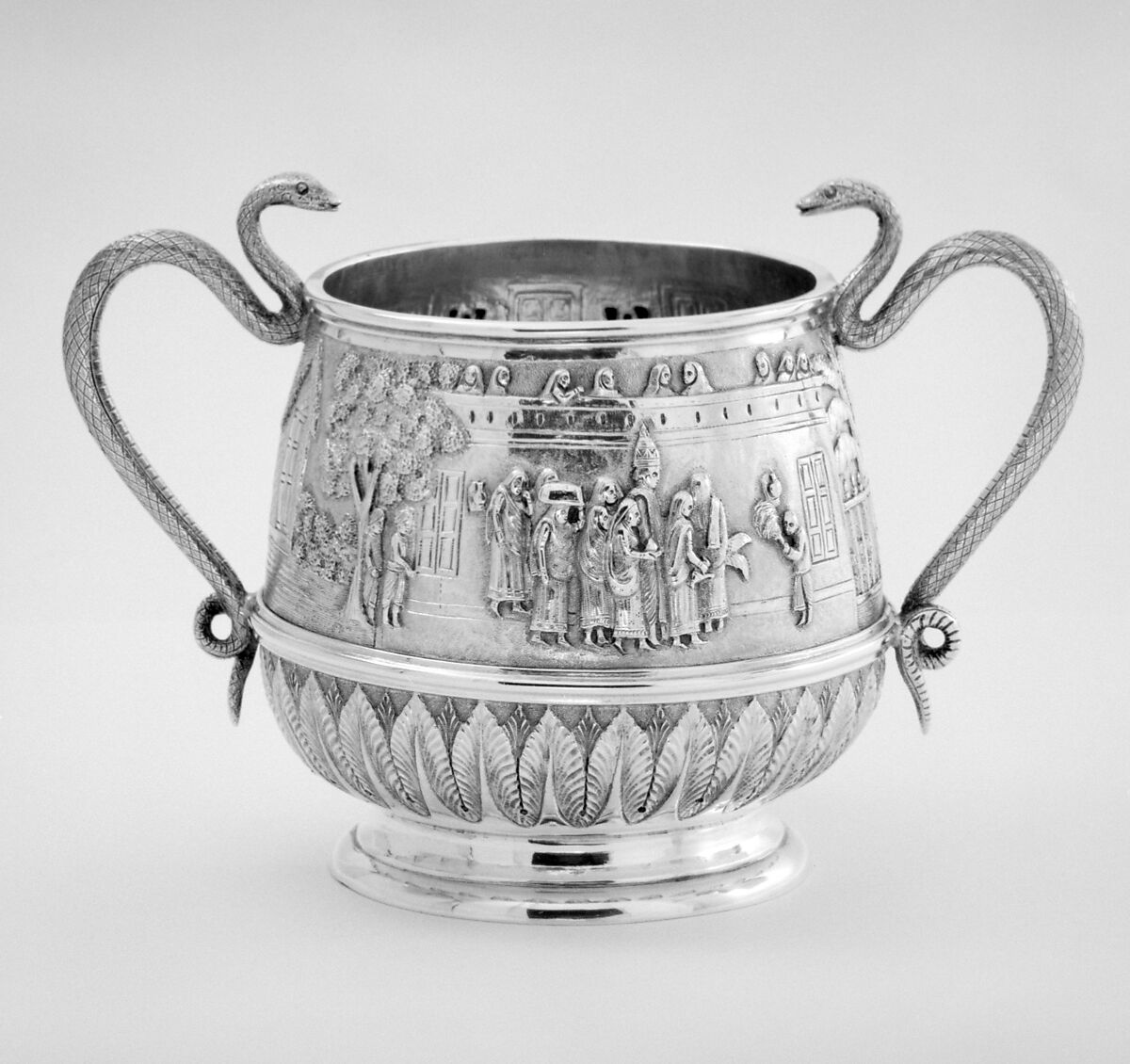 Sugar bowl (part of a set), Silver, Anglo-Indian 