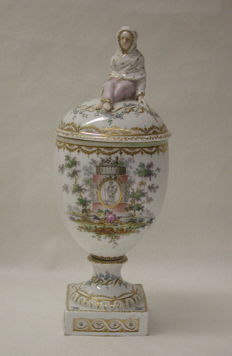 Vase with cover, Royal Porcelain Manufactory (Danish, 1775–present), Hard-paste porcelain, Danish, Copenhagen 
