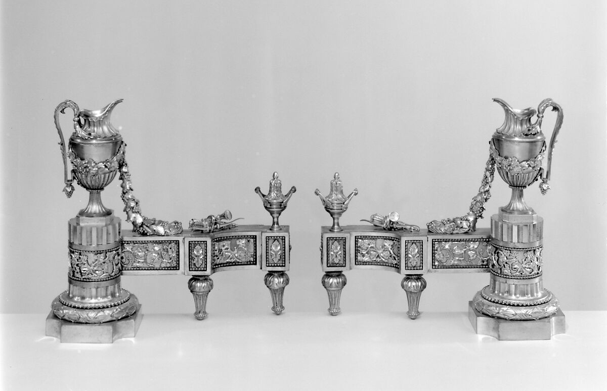 Pair of andirons, Gilt bronze, French 