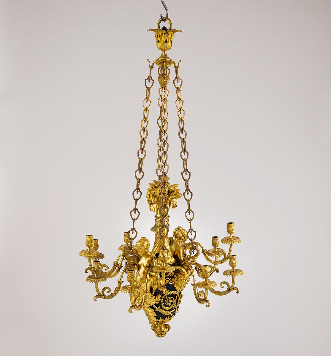 Twelve-light chandelier (lustre), Attributed to Pierre Rémond (French, Paris 1747–1812 Paris), Varnished copper alloy, gilt bronze, French, Paris 