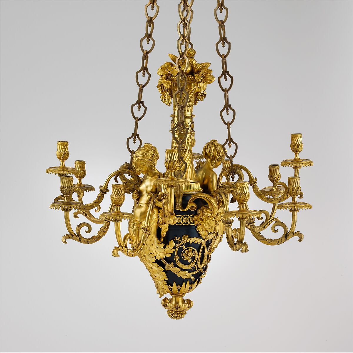 Twelve-light chandelier (lustre), Attributed to Pierre Rémond (French, Paris 1747–1812 Paris), Varnished copper alloy, gilt bronze, French, Paris
