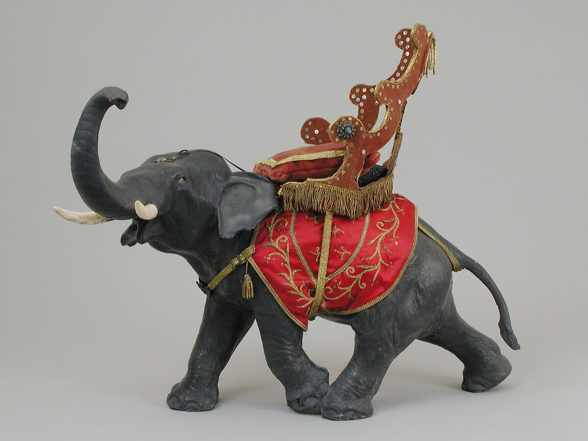 Elephant, Polychromed terracotta and ivory, Italian, Naples 