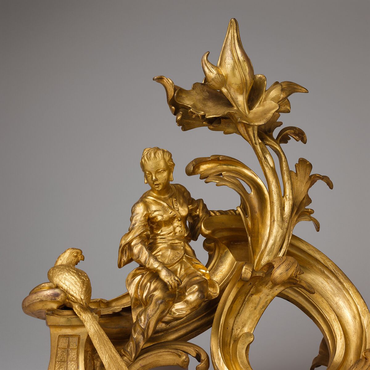 Pair of firedogs, Gilt bronze, brass, French