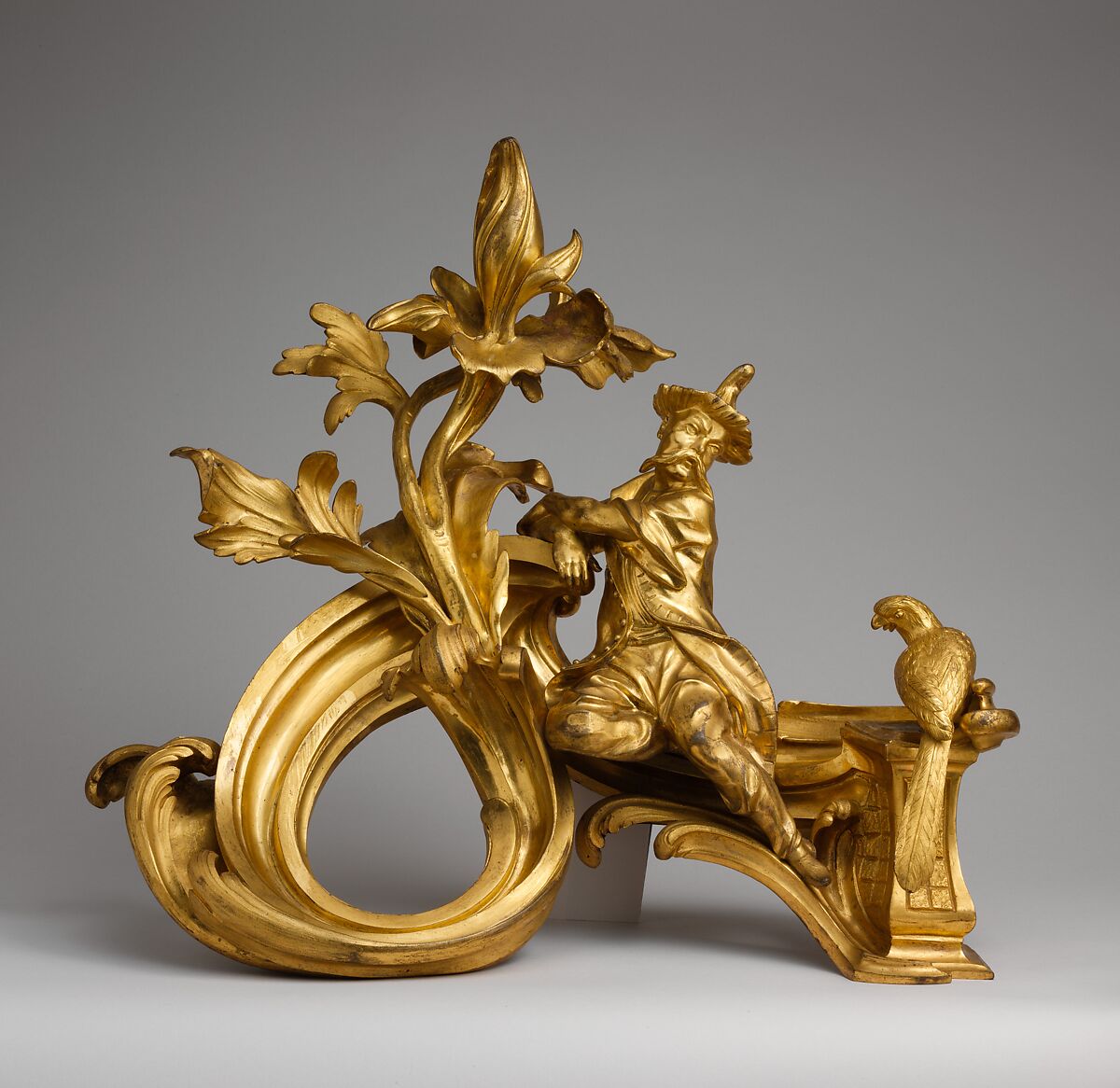Pair of firedogs, Gilt bronze, brass, French