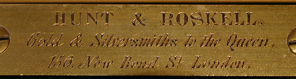 Traveling set case, Hunt &amp; Roskell, Ebony veneer, brass, British, London