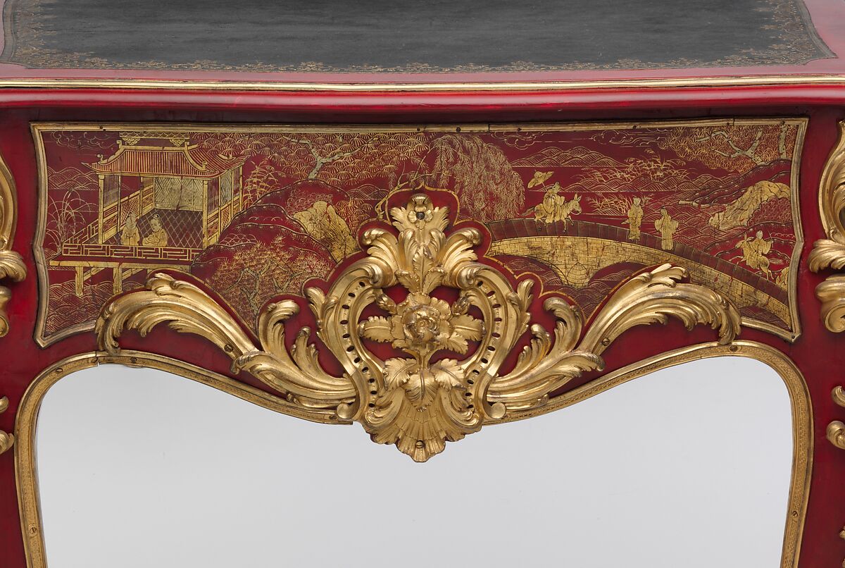 Writing table (bureau plat), Gilles Joubert (French, ca. 1689–1775), Lacquered oak, gilt-bronze mounts, lined with modern leather, French, Paris