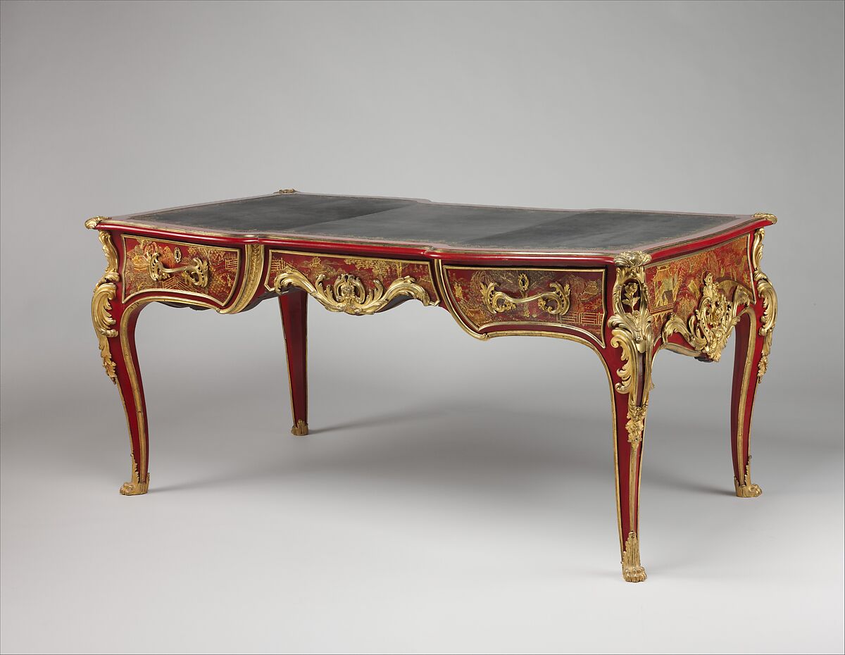 Stunning Louis XV Executive Writing Desk Black and Gold with