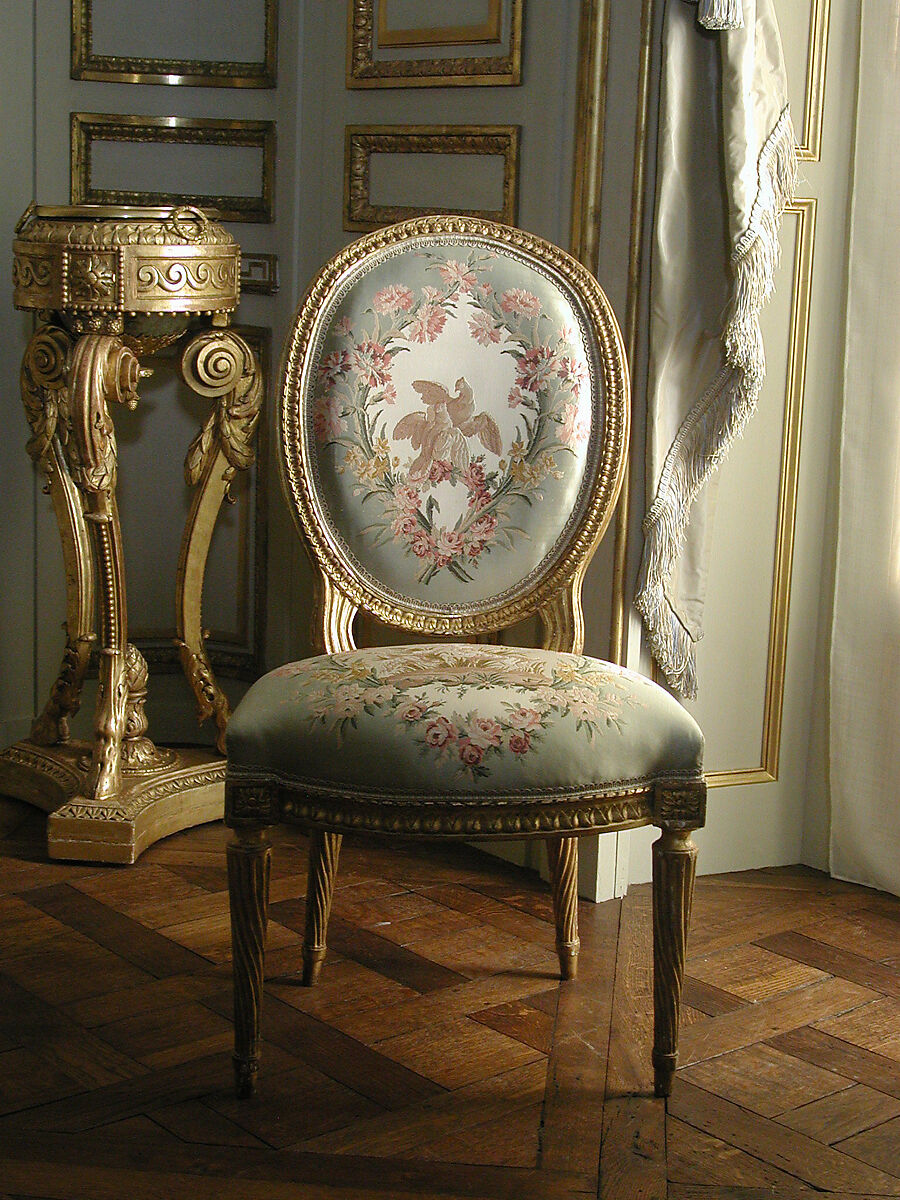 French louis xvi moire arm chairs