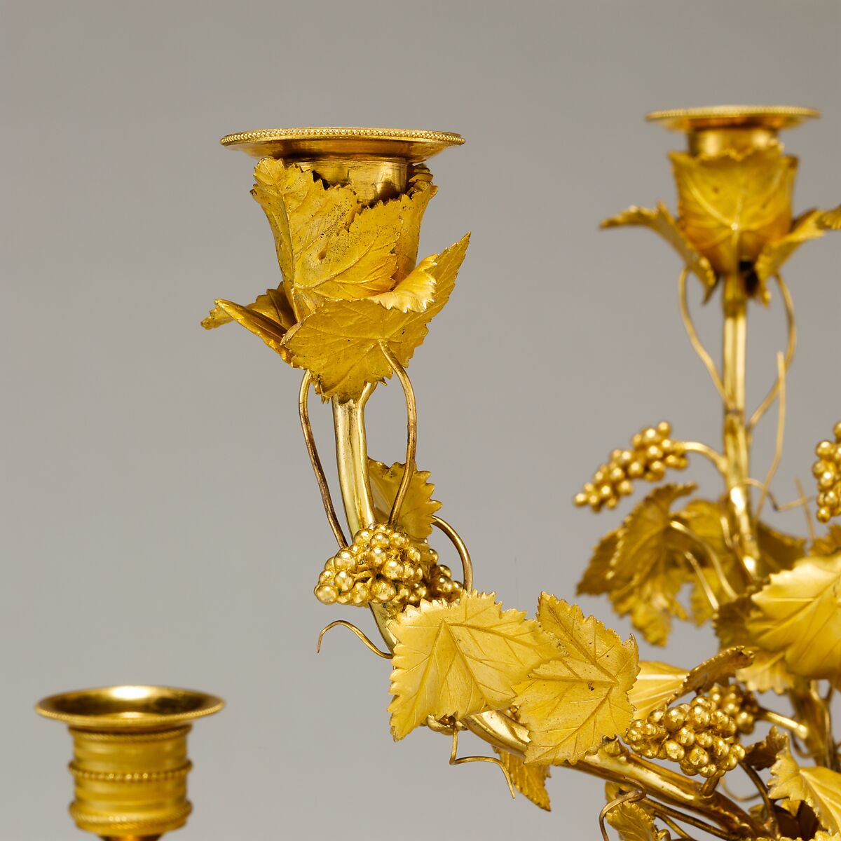 Pair of seven-light candelabra (candélabres or girandoles), Gilt bronze, griotte marble, bardiglio marble, French
