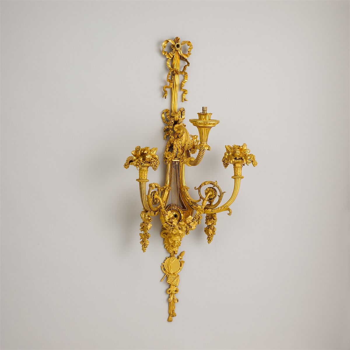 Set of four three-light sconces (bras de lumière), Gilt bronze, French, Paris 