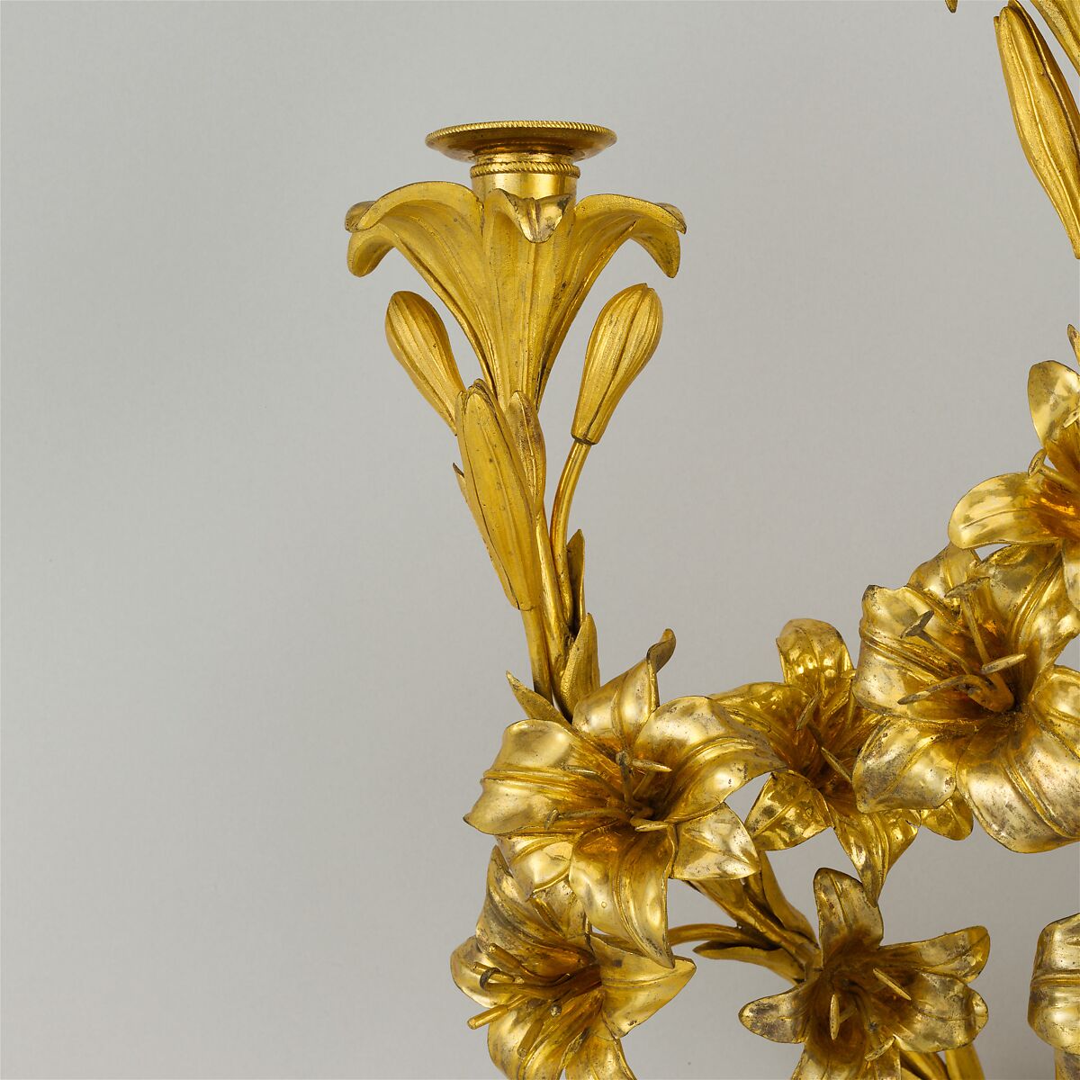 Pair of three-light sconces (bras de lumière), Gilt bronze, French, Paris