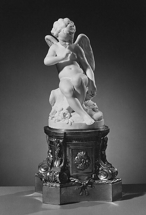 Cupid ("L'Amour Menaçant"), Sèvres Manufactory (French, 1740–present), Soft-paste biscuit porcelain, gilt bronze, French, Sèvres 