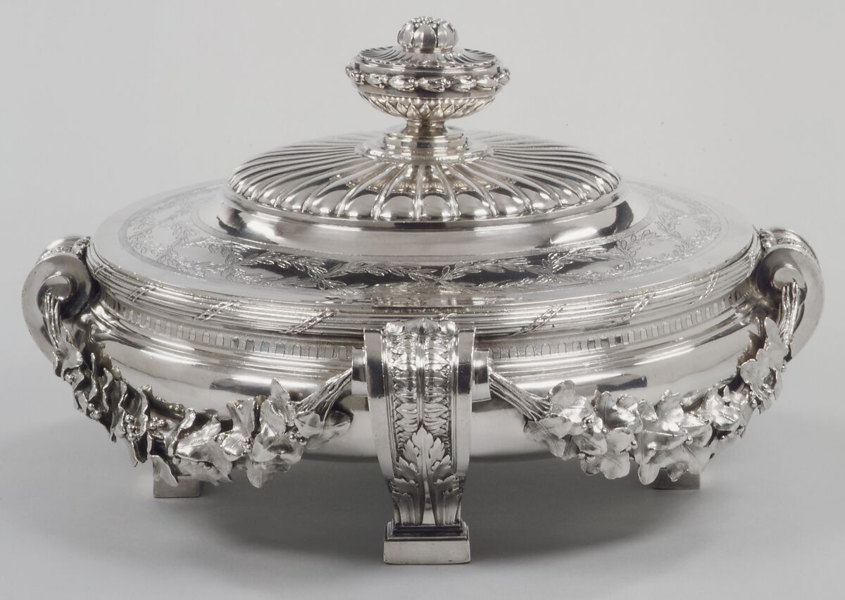 Dish with cover and liner, Jacques-Nicolas Roettiers (1736–1788, master 1765, retired 1777), Silver, French, Paris 