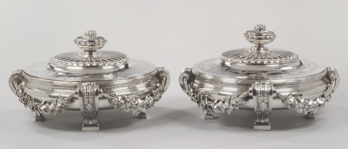 Dish with cover and liner, Jacques-Nicolas Roettiers (1736–1788, master 1765, retired 1777), Silver, French, Paris