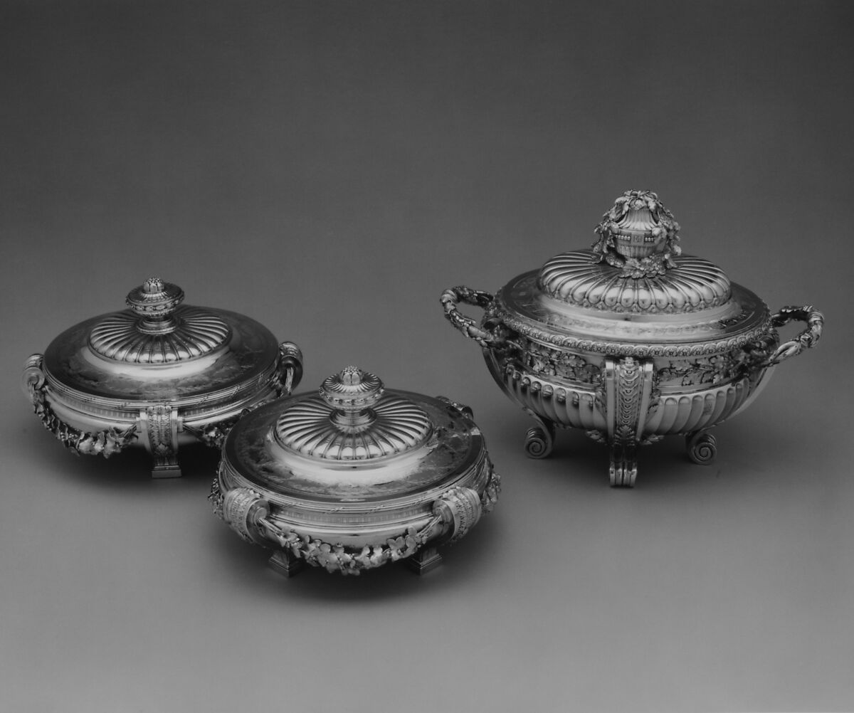 Dish with cover and liner, Jacques-Nicolas Roettiers (1736–1788, master 1765, retired 1777), Silver, French, Paris
