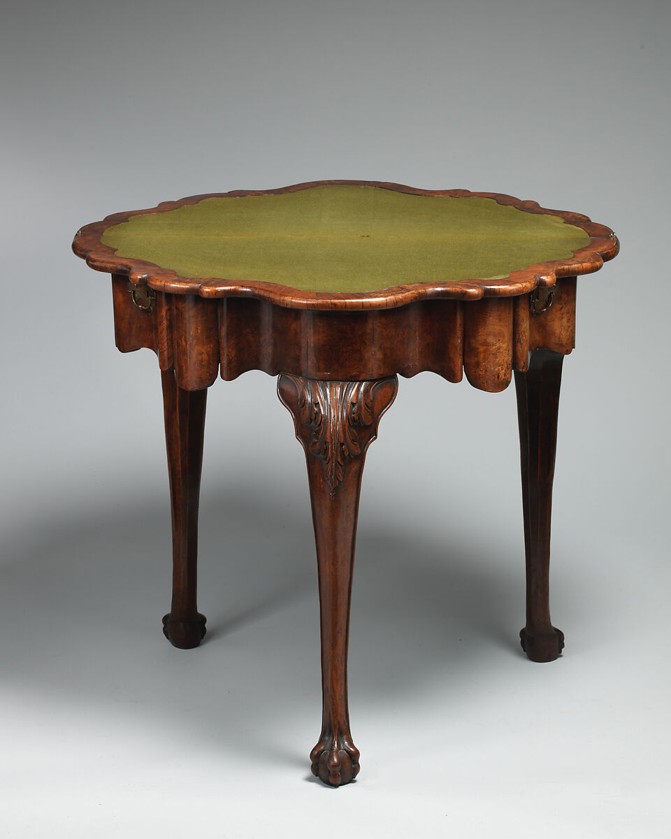 Card table, Walnut, brass, Dutch