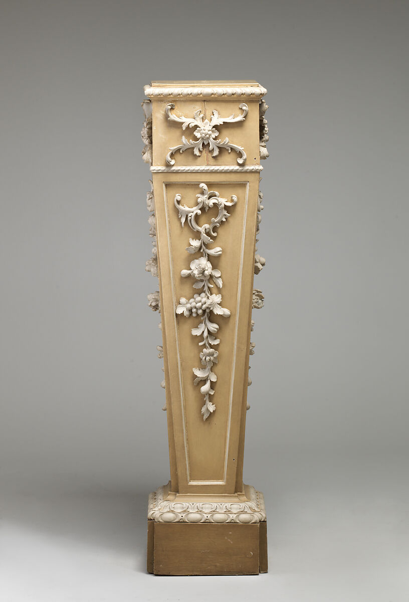 Pair of pedestals, Pine, painted in pale yellow and white, British