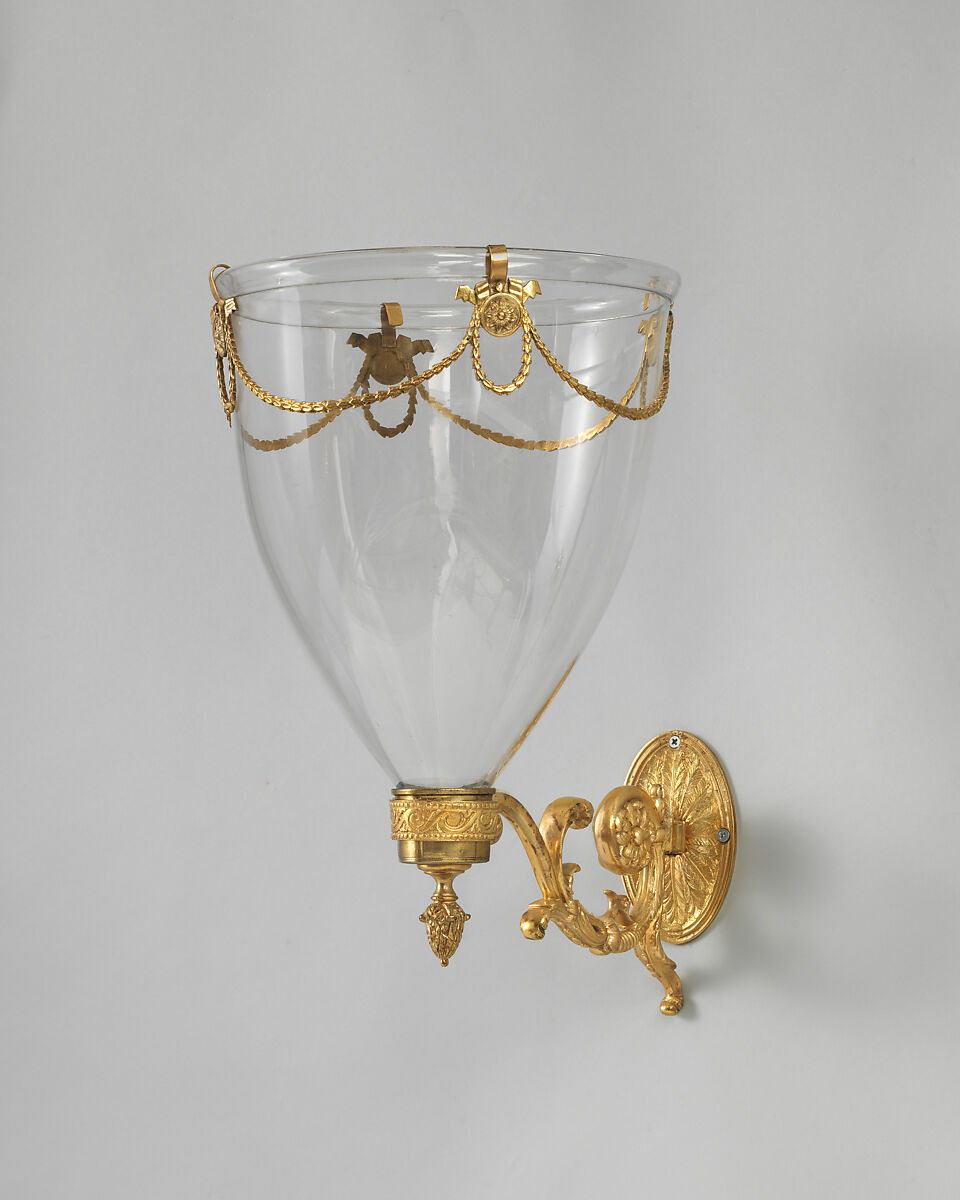 Wall lantern, Gilt bronze, glass, British 