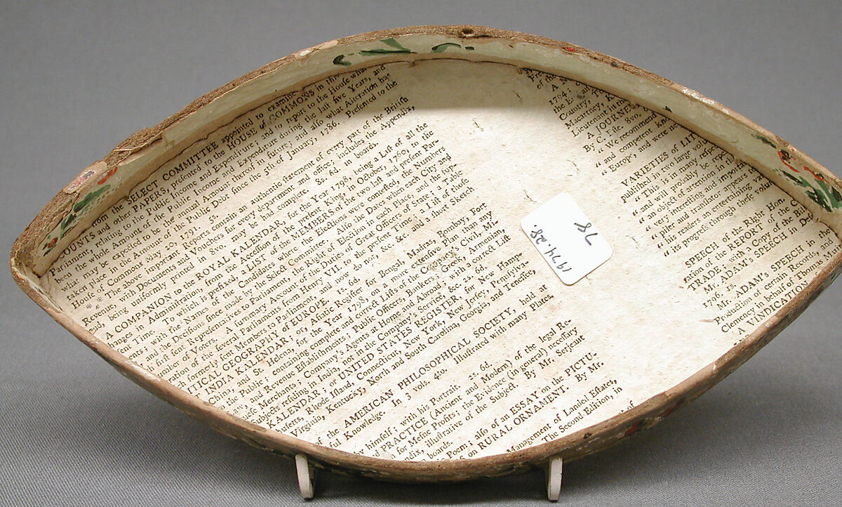 Tea caddy (one of a pair), Pine base, cover; paper, silk, British