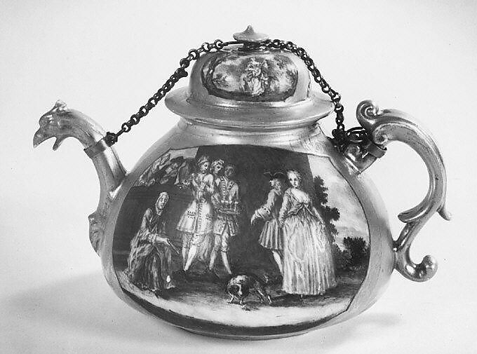 Teapot, Meissen Manufactory (German, 1710–present), Hard-paste porcelain, German, Meissen with German, Augsburg decoration 
