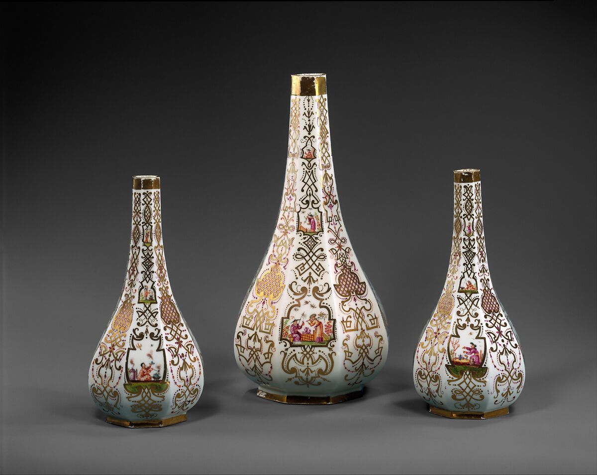 Bottles (3), Meissen Manufactory (German, 1710–present), Hard-paste porcelain, German, Meissen and Augsburg 