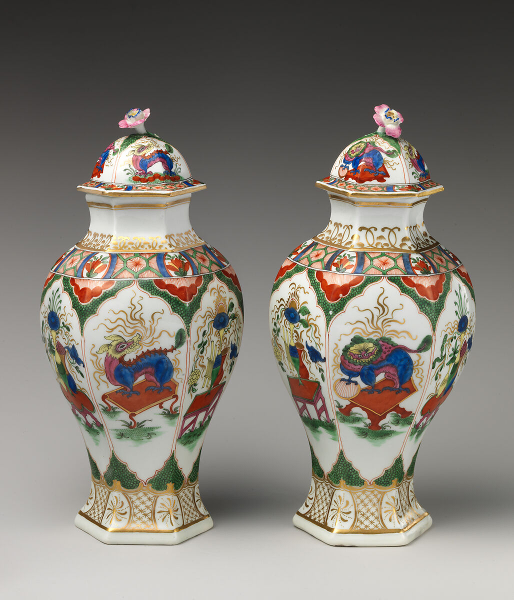 Covered vase (one of a pair), Worcester factory (British, 1751–2008), Soft-paste porcelain, British, Worcester