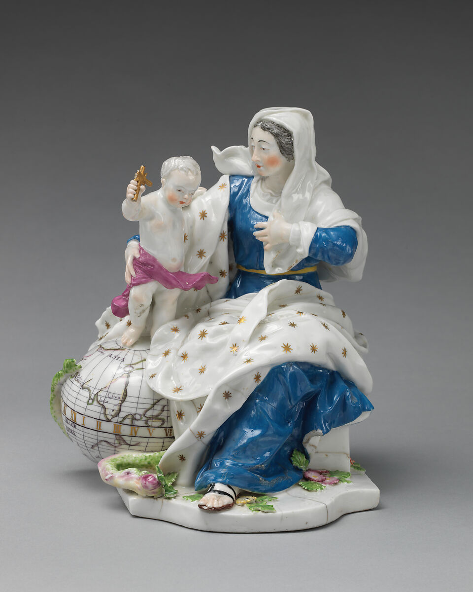 Virgin and Child, Chelsea Porcelain Manufactory (British, 1745–1784, Red Anchor Period, ca. 1753–58), Soft-paste porcelain, British, Chelsea 