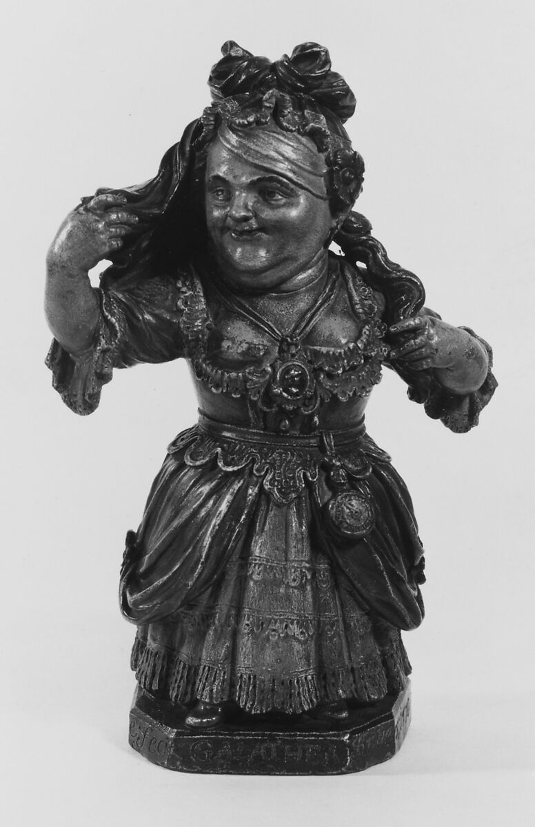 Dwarf as Galatea (one of a pair), Walter Pompe (Flemish, Lith, North Brabant 1703–1777 Antwerp), Cast terracotta, polychromed (dark green, yellowish brown, rust and black), Flemish, Antwerp 