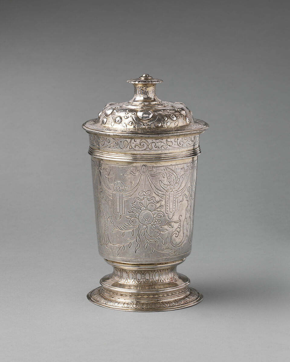 Cup with cover, M., London, Silver, partly gilded, British, London