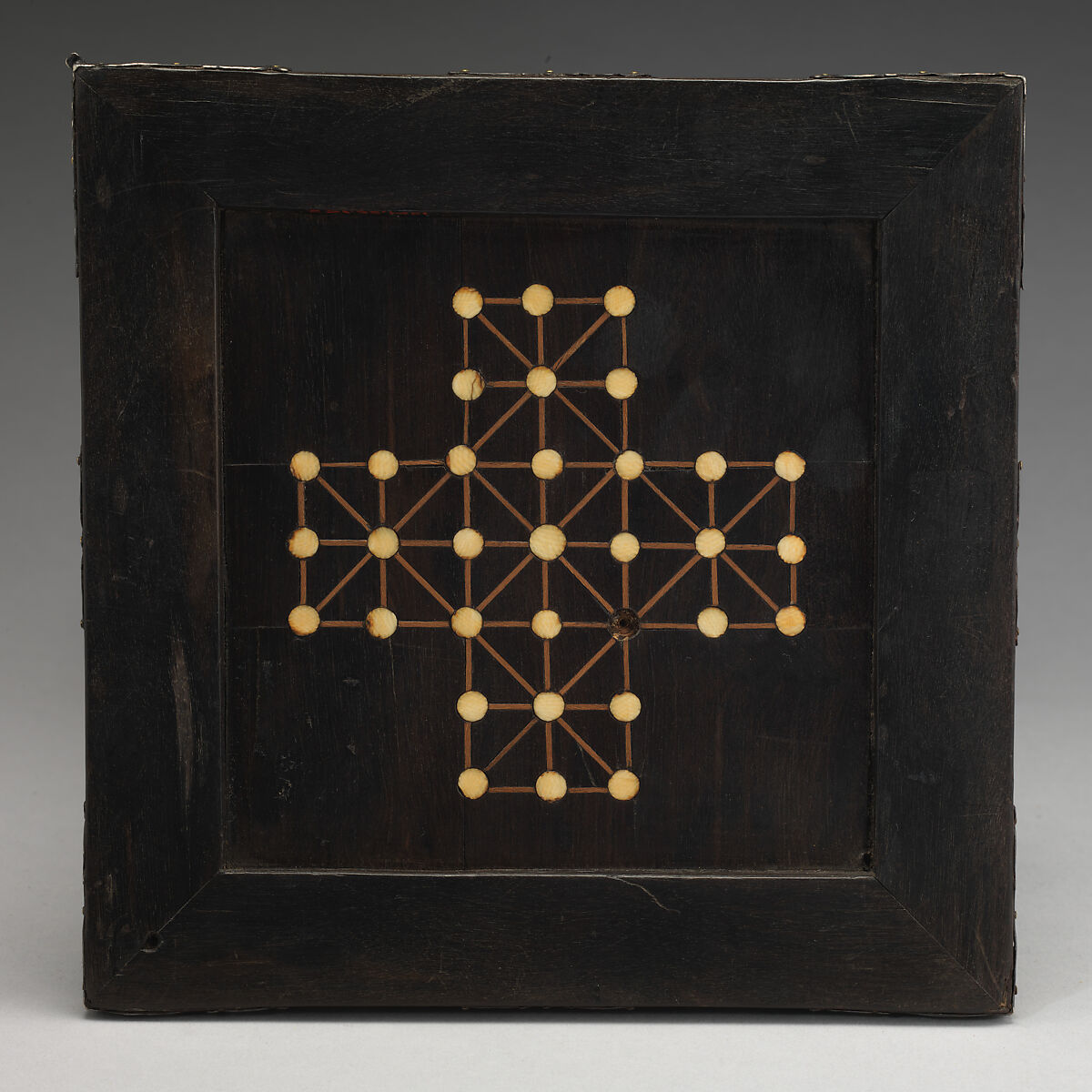 Chessboard, Ivory, ebony, silver, British