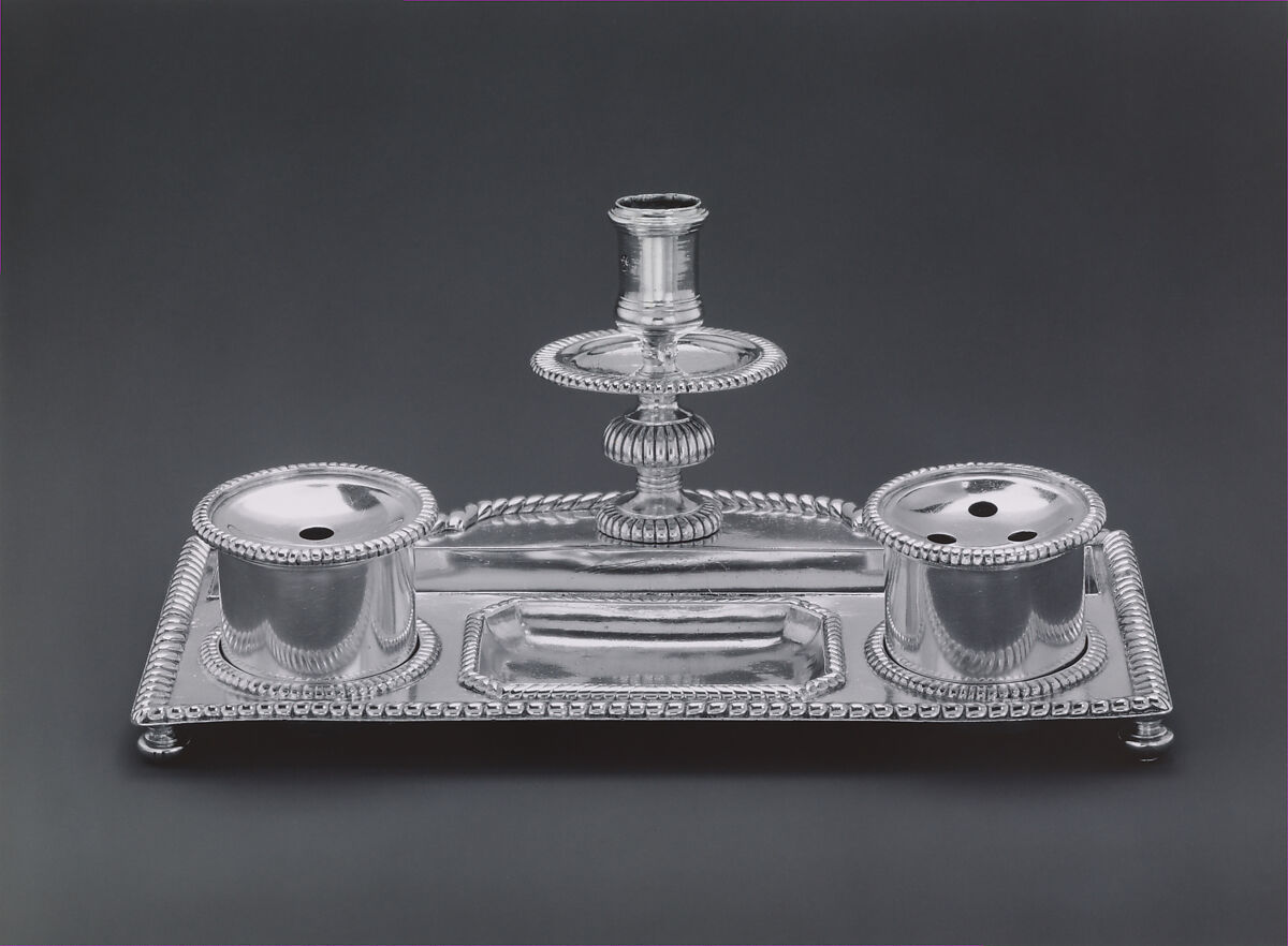 Inkstand, Peter Harache I (active 1683, died 1694), Silver, British, London 