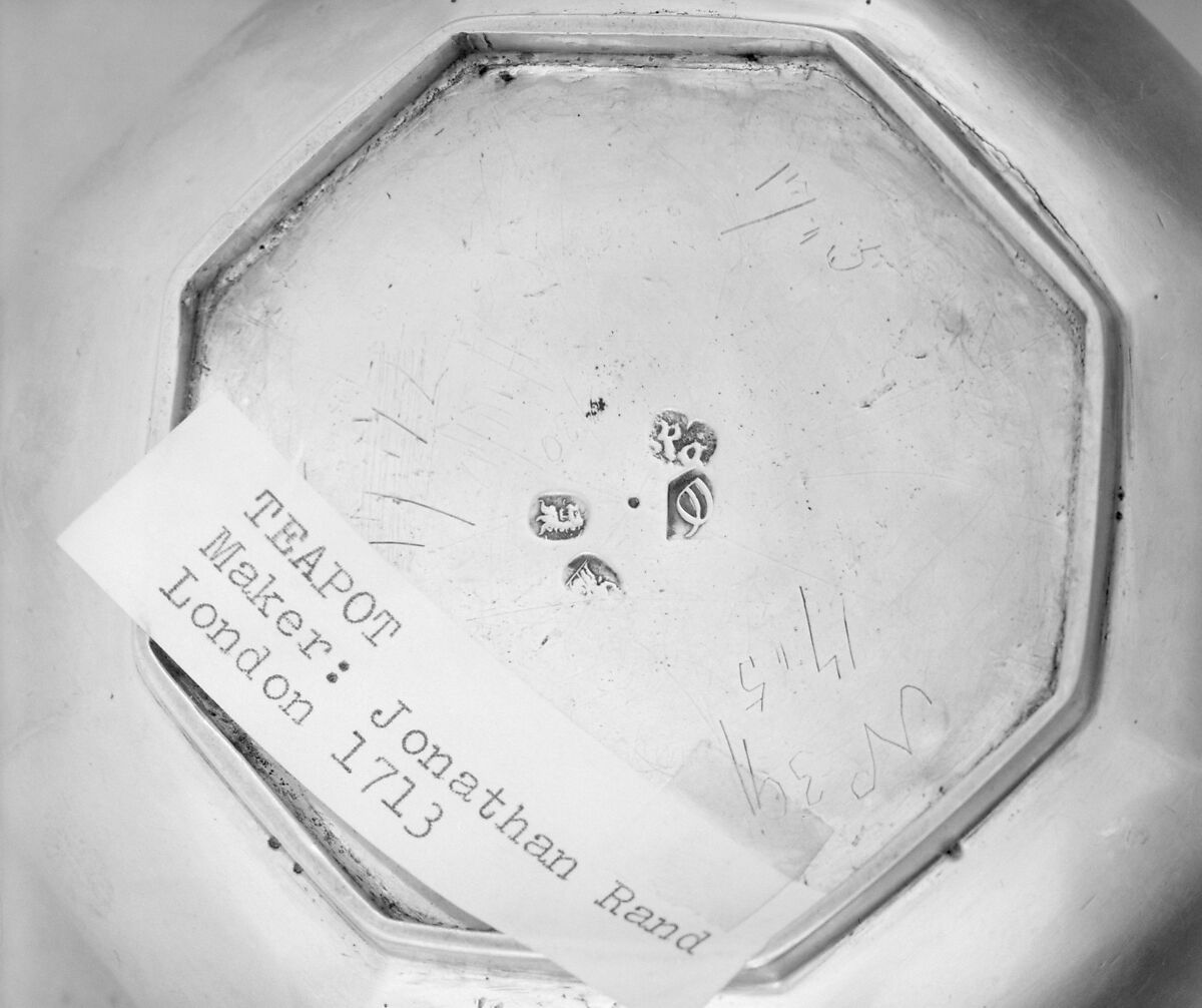 Teapot with lamp and lampstand, Jonathan Rand, Silver, British, London