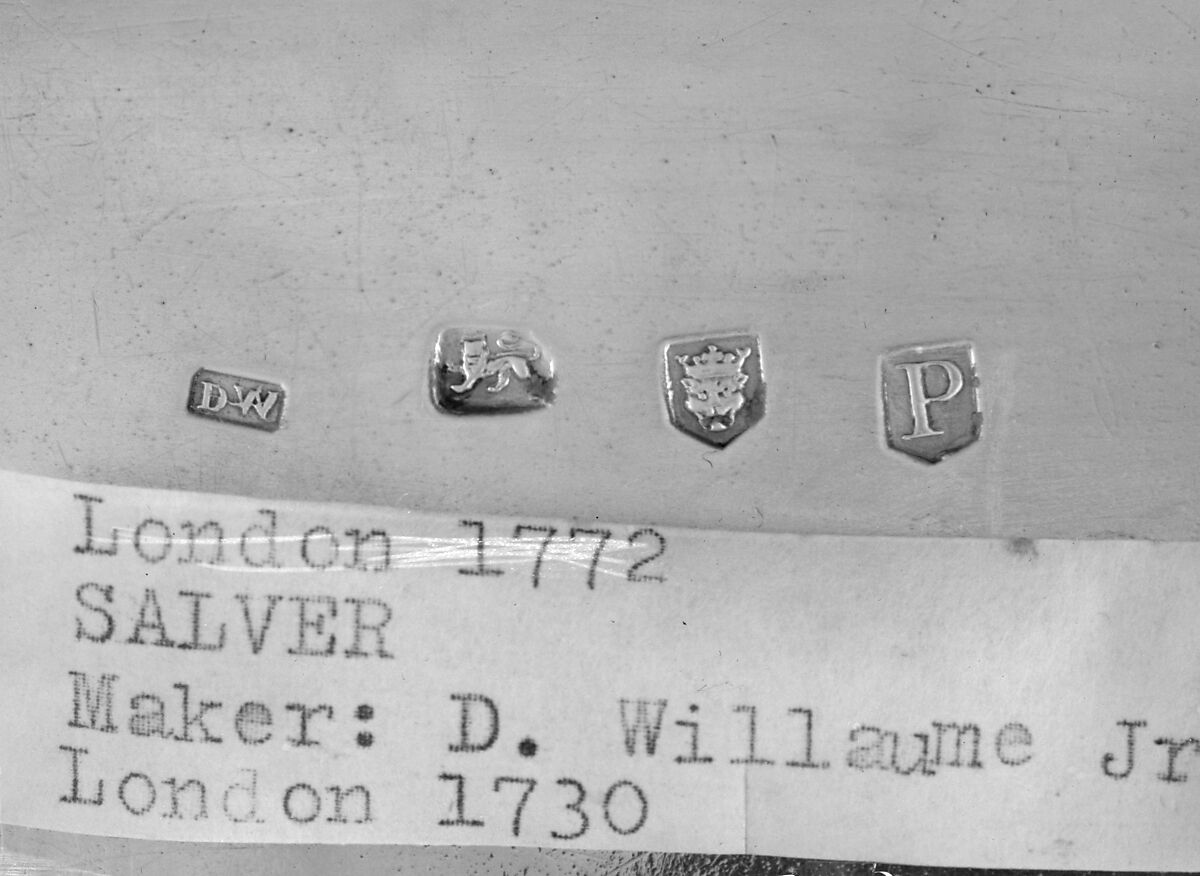 Square salver, David Willaume II (British, 1693–1761), Silver, British, London