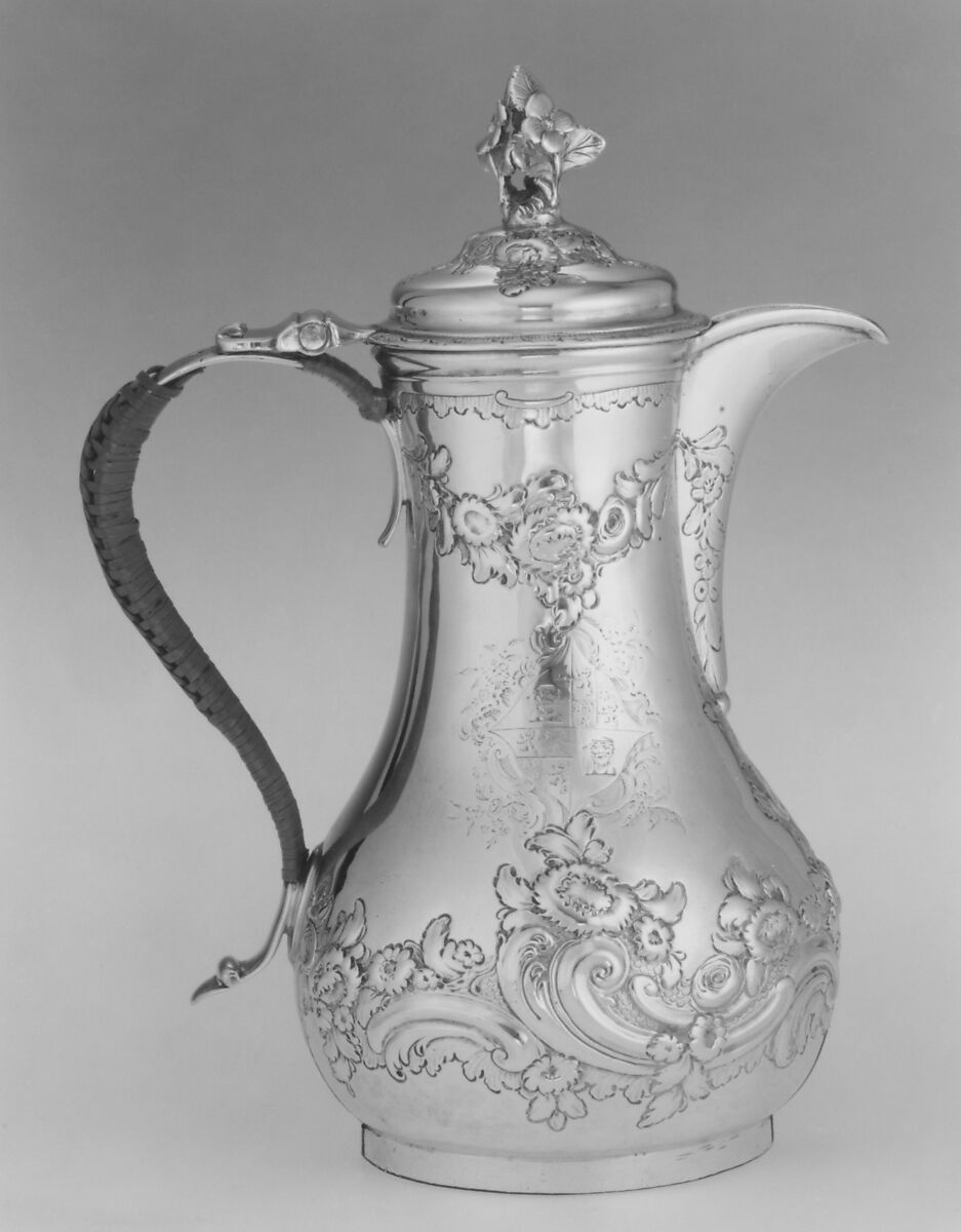 Hot water jug, Paul de Lamerie (British, 1688–1751, active 1712–51), Silver, British, London