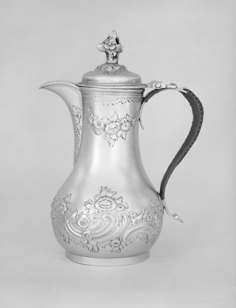 Hot water jug, Paul de Lamerie (British, 1688–1751, active 1712–51), Silver, British, London 