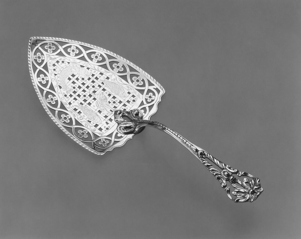 Fish slice, Charles Aldridge (active 1775–93), Silver, British, London 