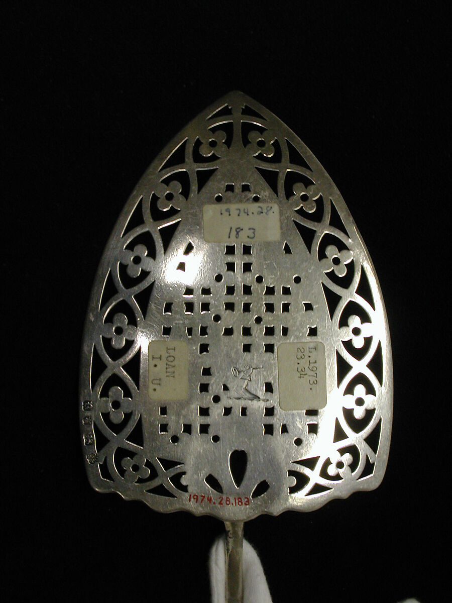 Fish slice, Charles Aldridge (active 1775–93), Silver, British, London