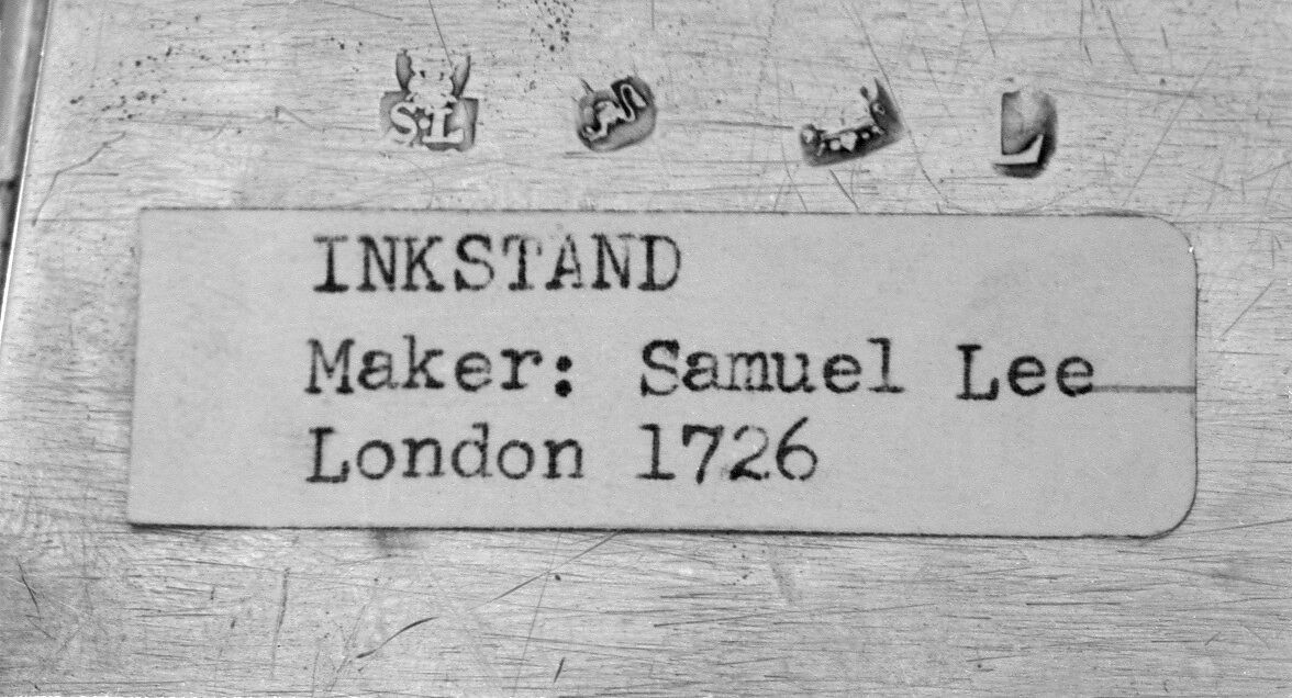 Inkstand on a tray, Samuel Lee, Silver, British, London