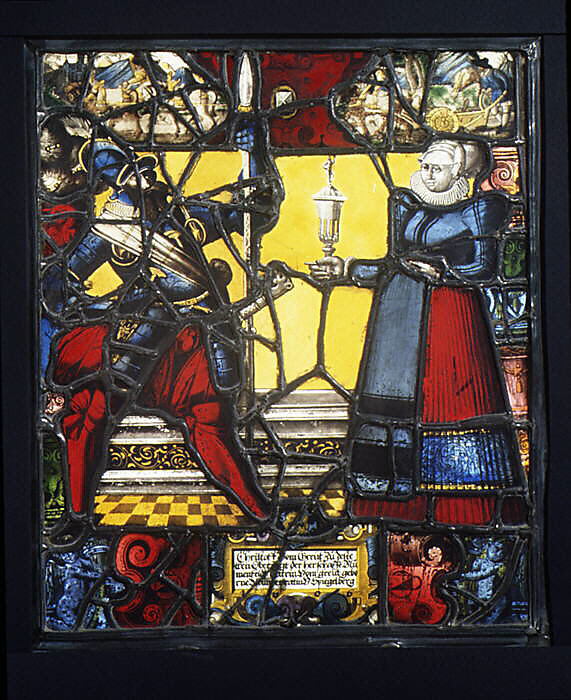 Welcome panel, Anonymous, Swiss, Stained and enameled glass, Swiss 