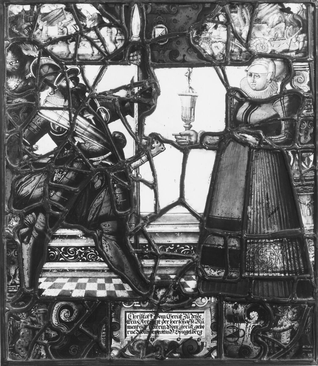 Welcome panel, Anonymous, Swiss, Stained and enameled glass, Swiss