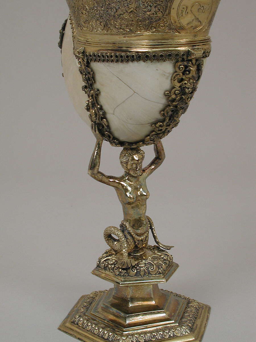 Nautilus cup, Friedrich Hillebrand (German, 1580–1608), Silver gilt, shell, German, Nuremberg