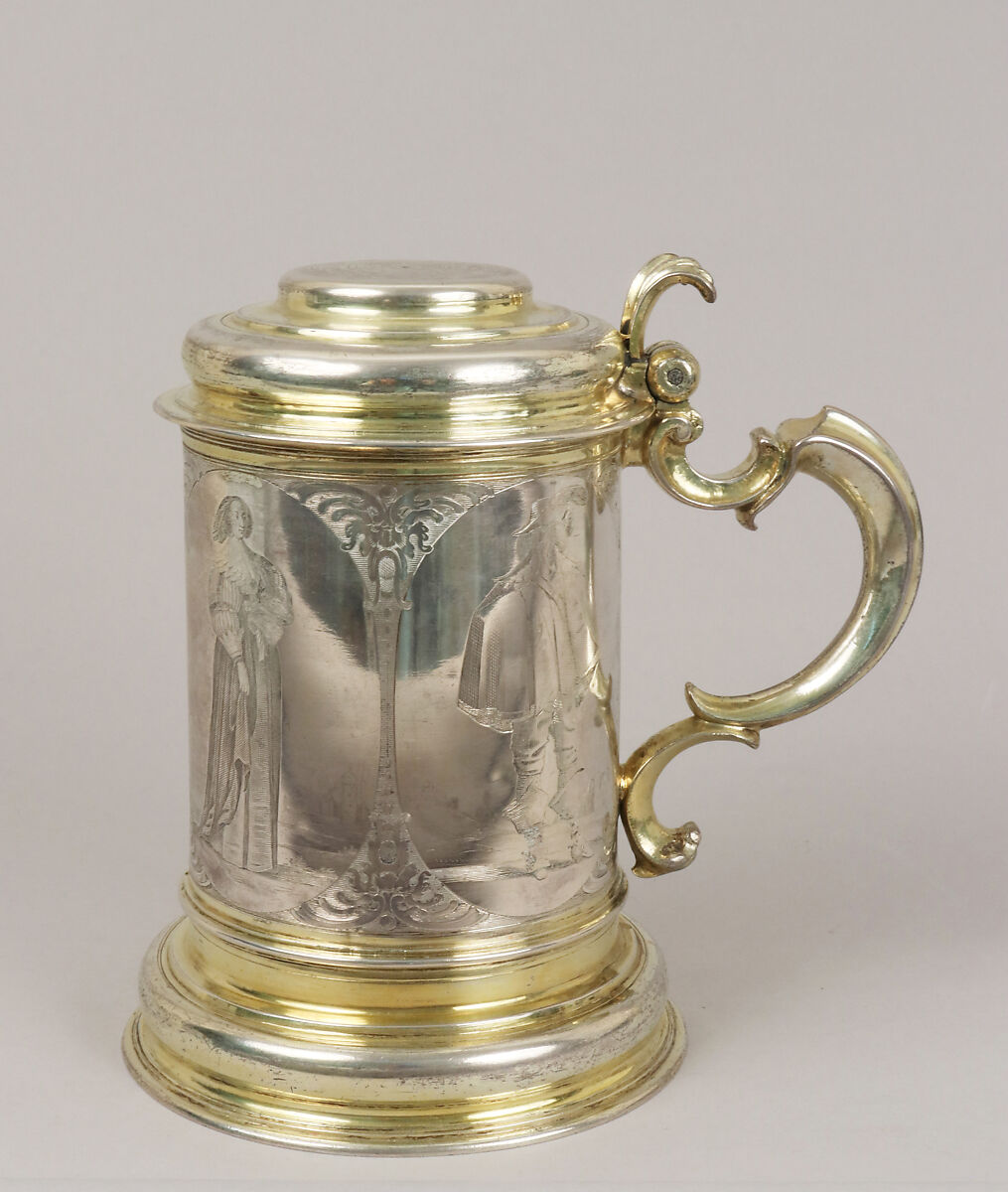 Tankard, Probably by Hermann Lambrecht (1670–1675), Silver, partly gilt, German, Hamburg