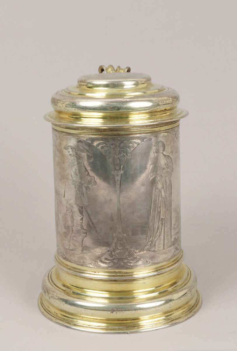 Tankard, Probably by Hermann Lambrecht (1670–1675), Silver, partly gilt, German, Hamburg