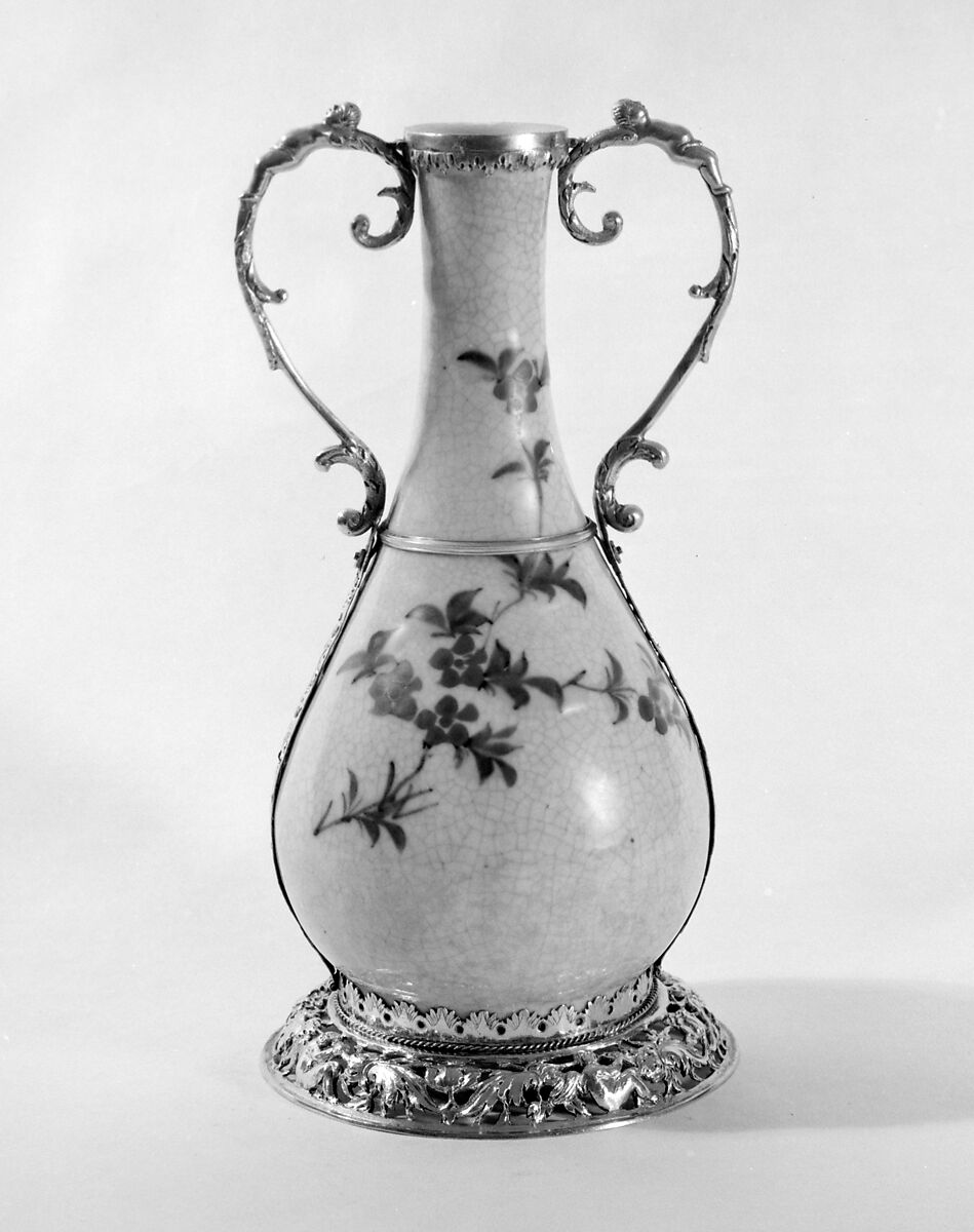 Vase, Silver gilt, pottery, British mount and Korean ceramic