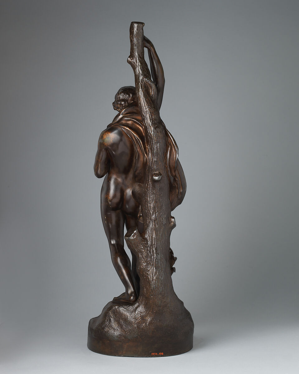 A Youth at a Stream, John Henry Foley (Irish, Dublin 1818–1874 London), Lead with golden brown lacquer patination, British