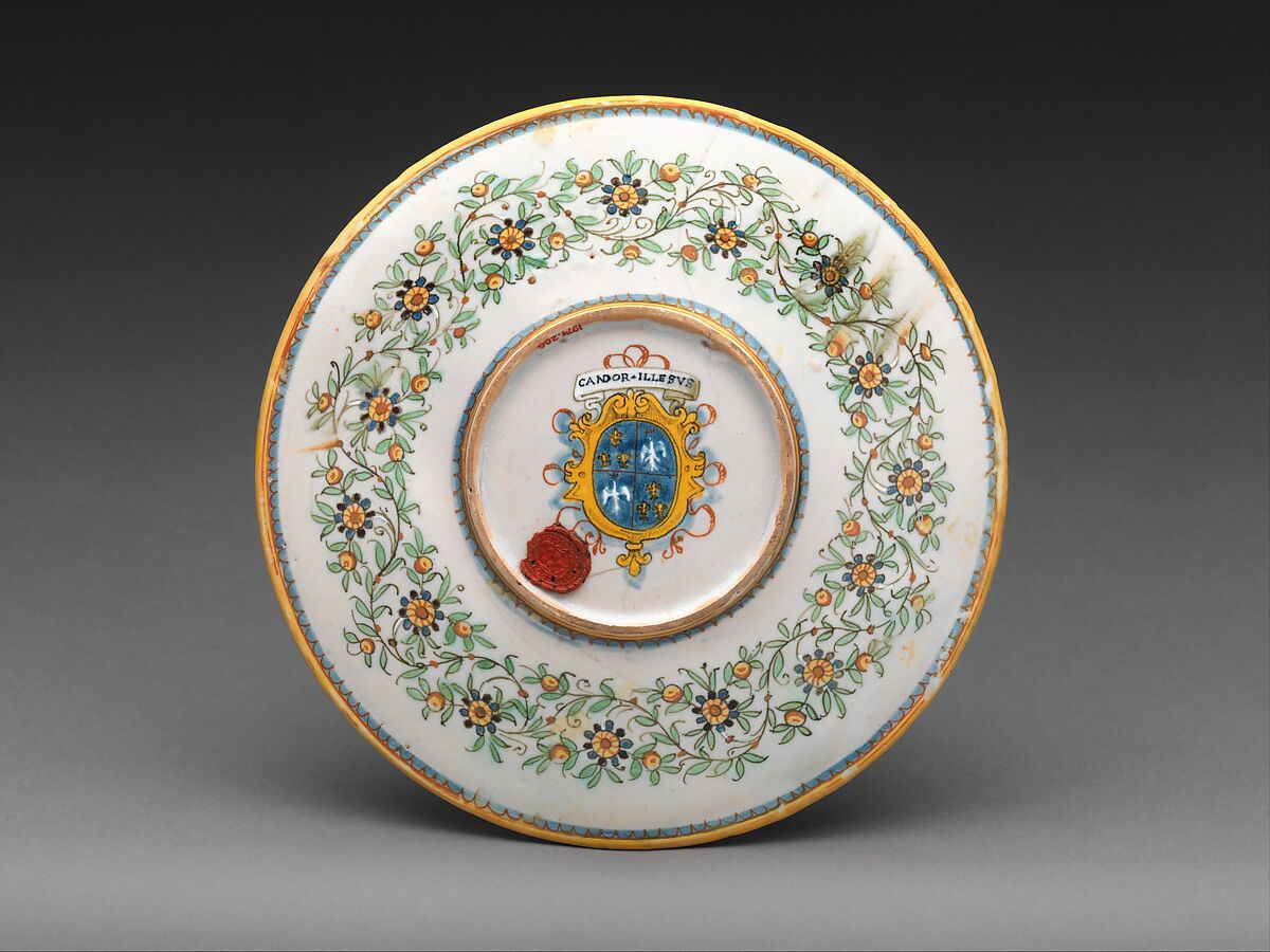 Plate with Jacob Is Shown Joseph’s Coat, Probably painted by Gironimo Tomasi (Italian, active Urbino, Albisola, and Lyons, died 1602), Maiolica (tin-glazed earthenware), Italian, probably Urbino