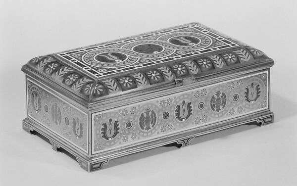 Cigarette box, Case maker: Klebnikov, Silver gilt and enamel, Russian, Moscow 
