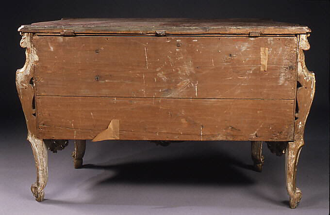 Commode, Carved, gilded and painted pinewood, gilt bronze, Southern German