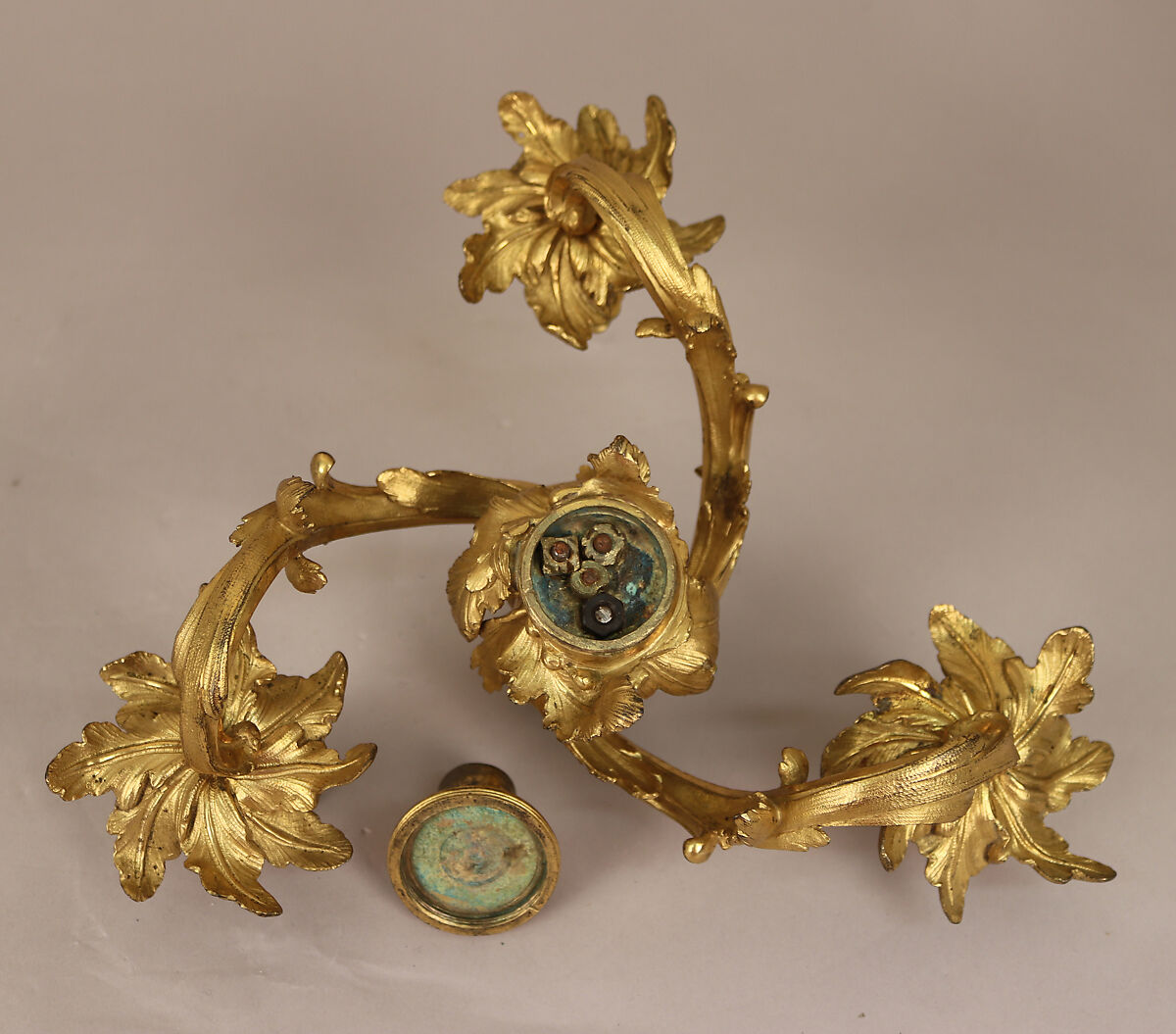 Pair of three-light candelabra, Gilt bronze, French